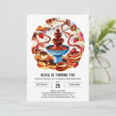 Kleurrijke Fontein Chocolade Verjaardag Kaart (Staand voorkant)