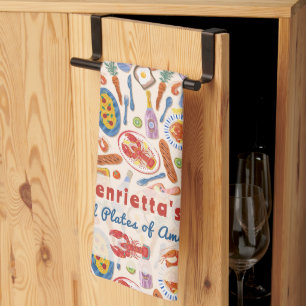 Kleurrijke Foodie Illustratie Keukendoek Theedoek