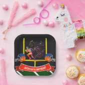 Kleurrijke Football speler Running Birthday Papieren Bordje (Feest)