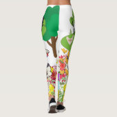 Kleurrijke Foral Pitbull Elegant Moderne Hond Vrou Leggings (Achterkant)
