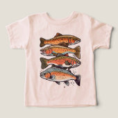 Kleurrijke forel op een rij Gevist met papa (Design voorkant)