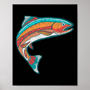 kleurrijke forel Vist Retro visgrafisch Poster