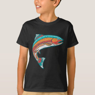  kleurrijke forel Vist Retro visgrafisch T-shirt