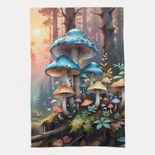 Kleurrijke Forest Mushroom Art Theedoek