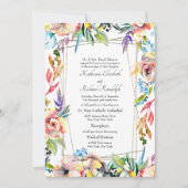 Kleurrijke Formele Levendige Bloemen Ouders Bruilo Kaart (Voorkant)