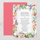 Kleurrijke Formele Levendige Bloemen Ouders Bruilo Kaart (Voorkant / Achterkant)