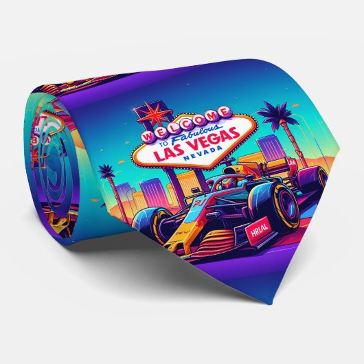 Kleurrijke Formule 1 Race Car 5 Las Vegas Stropdas (Opgerold)