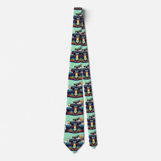 Kleurrijke Formule 1 Race Car Stropdas (Voorkant)