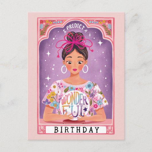 Kleurrijke Fortune Teller Tarot geïllustreerde ver Briefkaart (Voorkant)