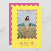 Kleurrijke foto 2025 Elementaire Afstuderen Wavy L Aankondiging (Voorkant / Achterkant)