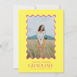 Kleurrijke foto 2025 Elementaire Afstuderen Wavy L Aankondiging