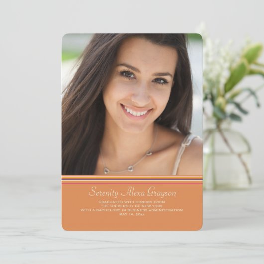 Kleurrijke foto-aankondiging van afstuderen aankondiging (Staand voorkant)