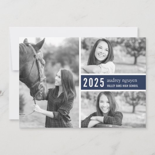 Kleurrijke foto afstudeerfeest uitnodiging | Marin (Voorkant)