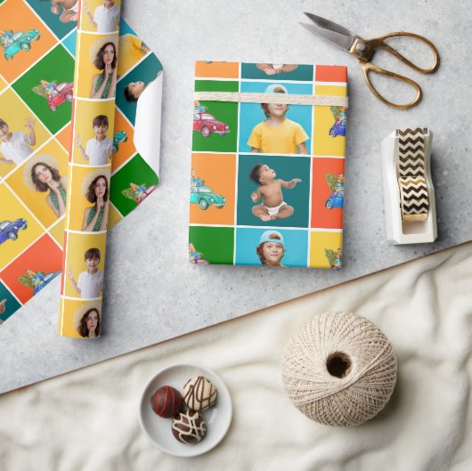 Kleurrijke foto Blokken Kinder kerstmis Cadeaupapier (Crafts)