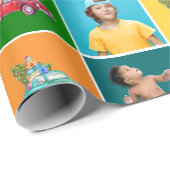 Kleurrijke foto Blokken Kinder kerstmis Cadeaupapier (Rol Hoek)