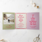  kleurrijke foto bruiloft drieluik uitnodiging (Binnen)