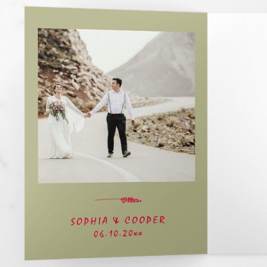  kleurrijke foto bruiloft drieluik uitnodiging (Binnenzijde eerst)