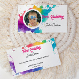Kleurrijke foto gezicht schilder visitekaartje