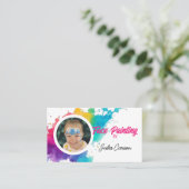 Kleurrijke foto gezicht schilder visitekaartje (Staand voorkant)