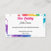 Kleurrijke foto gezicht schilder visitekaartje (Achterkant)