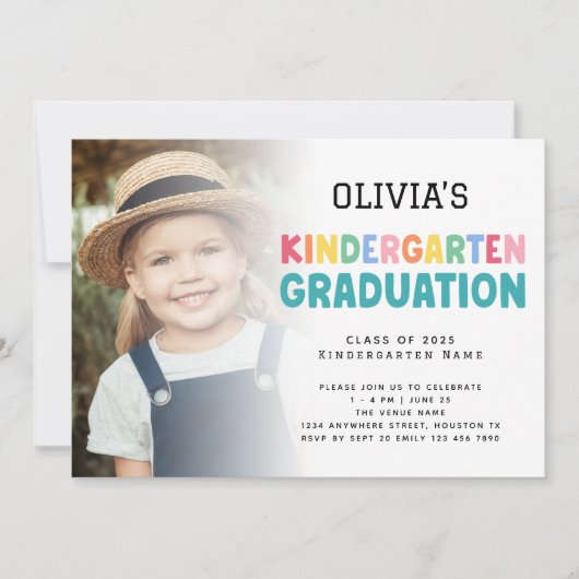 Kleurrijke foto Overlay Kleuterschool Afstuderen Kaart (Voorkant)