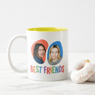 Kleurrijke Foto Sjabloon voor Beste Vrienden Tweekleurige Koffiemok