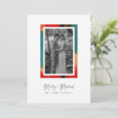 Kleurrijke foto van pasgetrouwden feestdagenkaart (Staand voorkant)