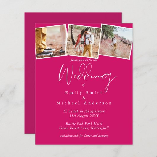 Kleurrijke FOTOCollage Huwelijksbegroting Uitnodig (Voorkant / Achterkant)