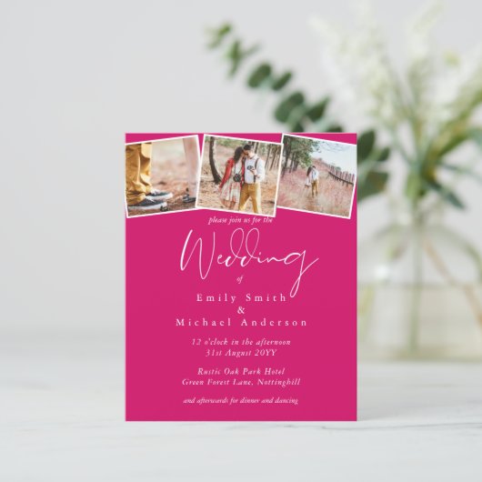 Kleurrijke FOTOCollage Huwelijksbegroting Uitnodig (Staand voorkant)