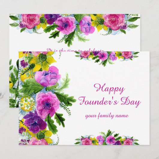Kleurrijke Founder's Day Kaart (Voorkant / Achterkant)