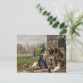 Kleurrijke Fowl Barnyard Carl Jutz Briefkaart (Staand voorkant)
