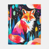 Kleurrijke Fox Abstracte kunst Fleece Deken (Voorkant)