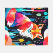 Kleurrijke Fox Abstracte kunst Fleece Deken (Voorkant (Horizontaal))