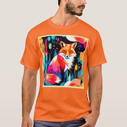 Kleurrijke Fox Abstracte kunst T-shirt (Voorkant)