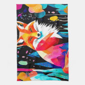 Kleurrijke Fox Abstracte kunst Theedoek (Verticaal)