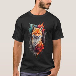 Kleurrijke Fox Gezicht Logo T-Shirt