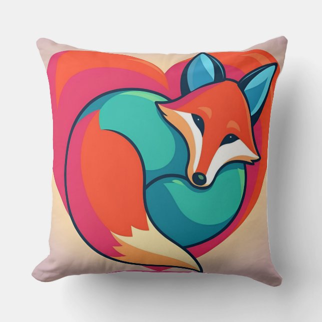 Kleurrijke Fox Love: Moederdag Kussen (Voorkant)