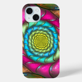 Kleurrijke Fractal Abstracte Spiraal iPhone 15 Case