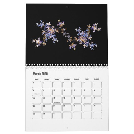 Kleurrijke Fractal Art Design voor twaalf maanden Kalender (Mar 2026)