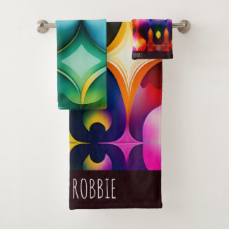 Kleurrijke Fractal Bloemen Regenboog Patroon Bad Handdoek