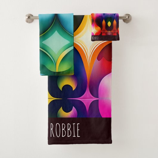 Kleurrijke Fractal Bloemen Regenboog Patroon Bad Handdoek (Insitu)