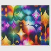 Kleurrijke Fractal Bloemen Regenboog Patroon Cadeaupapier (Vlak)