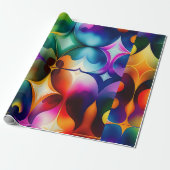 Kleurrijke Fractal Bloemen Regenboog Patroon Cadeaupapier (Uitgerold)