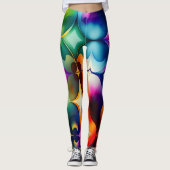 Kleurrijke Fractal Bloemen Regenboog Patroon Leggings (Voorkant)