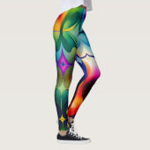 Kleurrijke Fractal Bloemen Regenboog Patroon Leggings (Rechts)