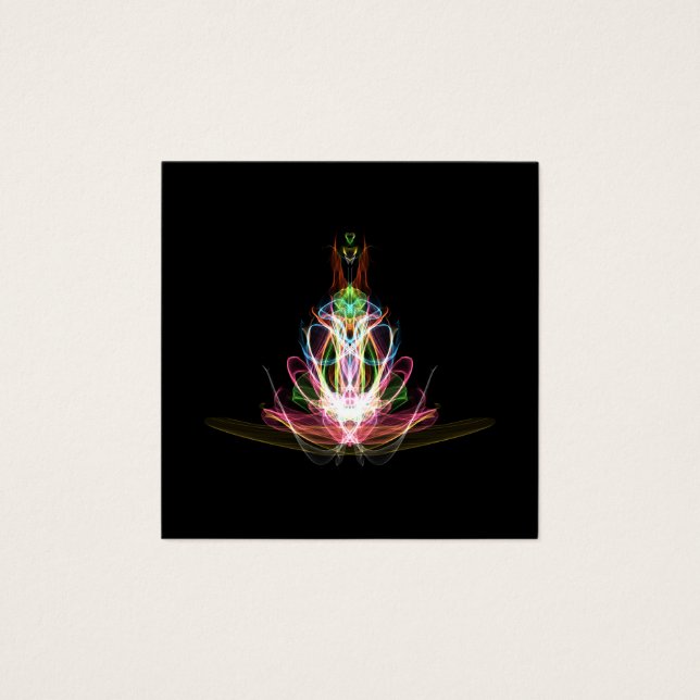 Kleurrijke Fractal Flower Square Visitekaartje (Voorkant)