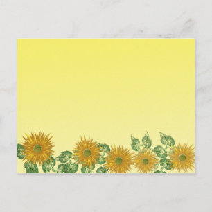 Kleurrijke Fractal Yellow Flower Leaf Border Briefkaart
