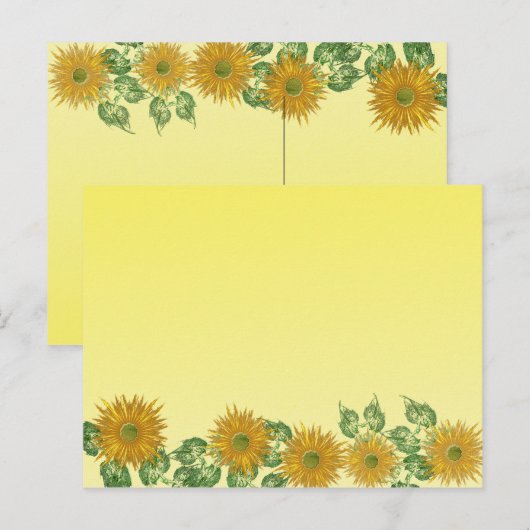 Kleurrijke Fractal Yellow Flower Leaf Border Briefkaart (Voorkant / Achterkant)