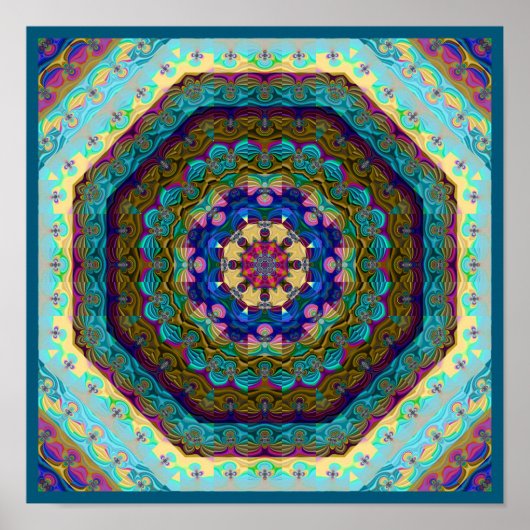Kleurrijke Fractale Kaleidoscoop Poster (Voorkant)