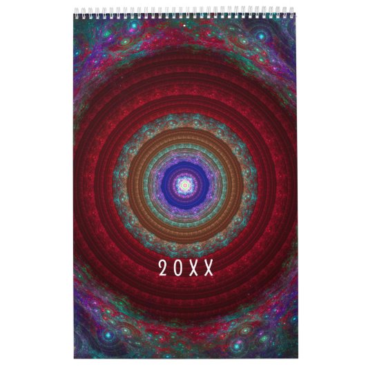 Kleurrijke fractale kunst - lang kalender (Hoes)